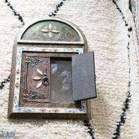 grand miroir mural, miroir marocain, art mural arabe, miroir incrusté d’os, miroir mosaïque, miroir Art déco, miroir voûté