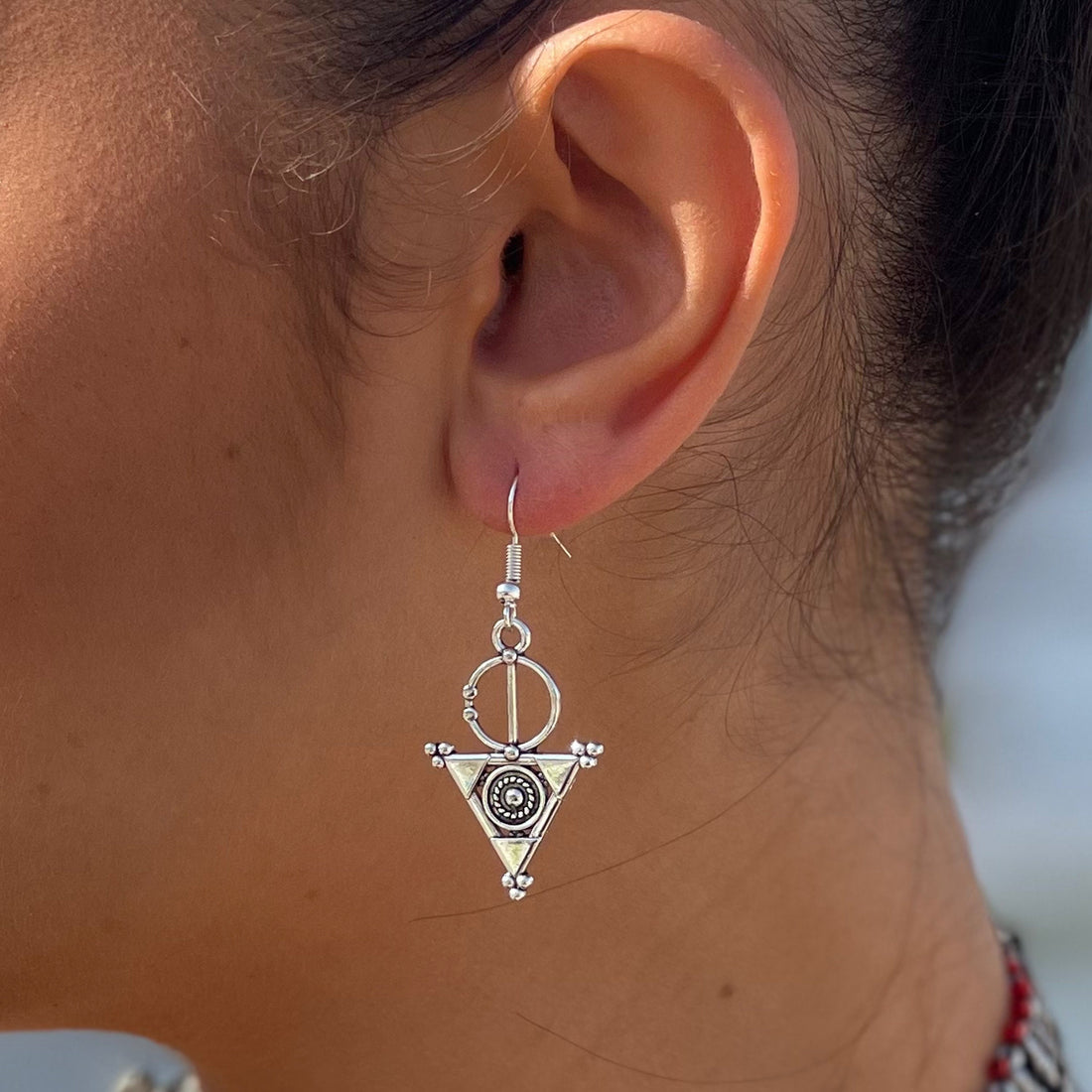 Boucles d'oreilles fibule berbère en argent plaqué  / Bijoux bohème ethnique boho