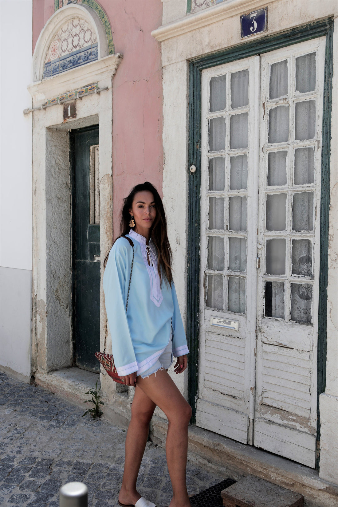 Tunique marocaine  bleu clair