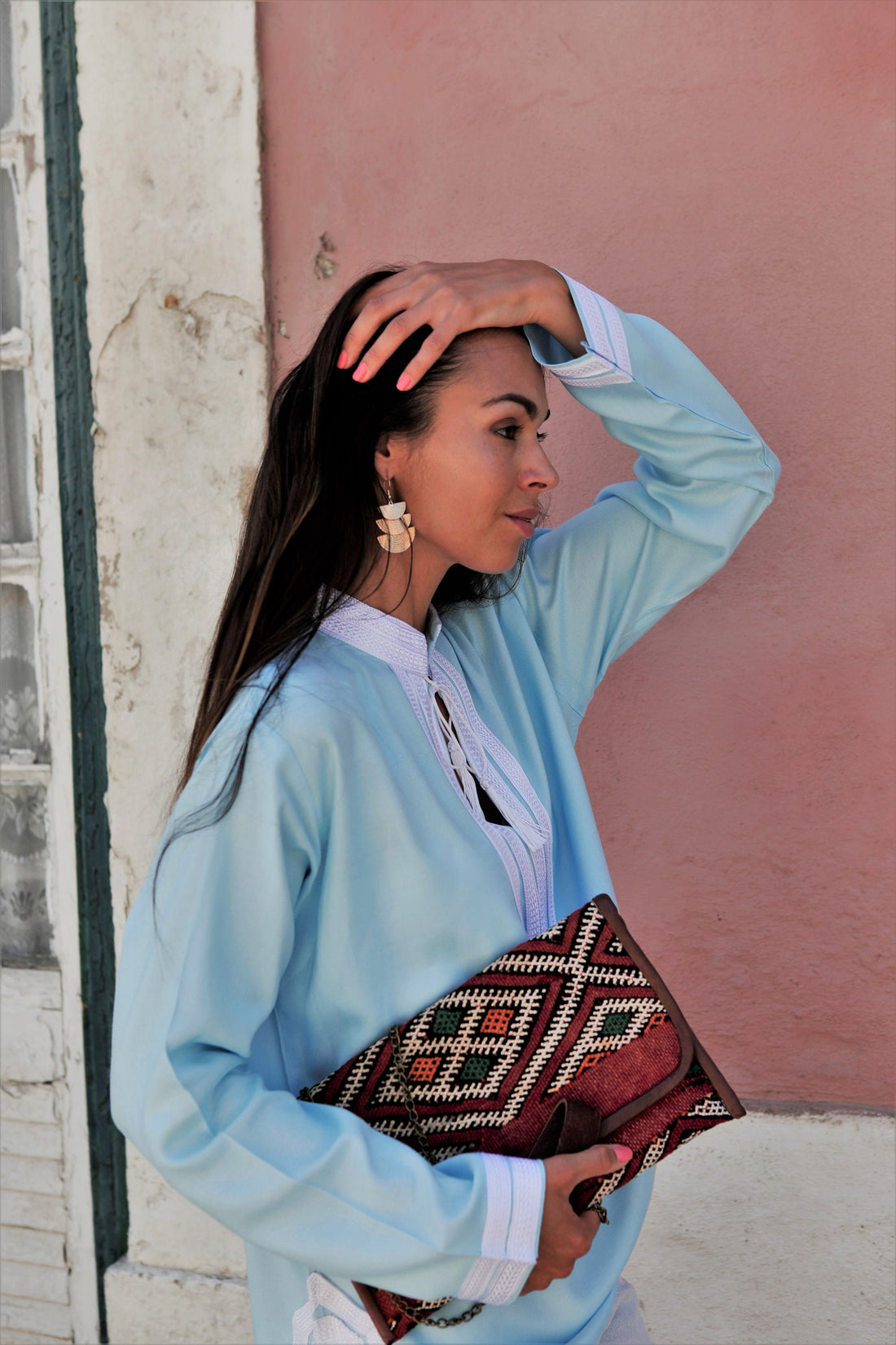 Tunique marocaine  bleu clair