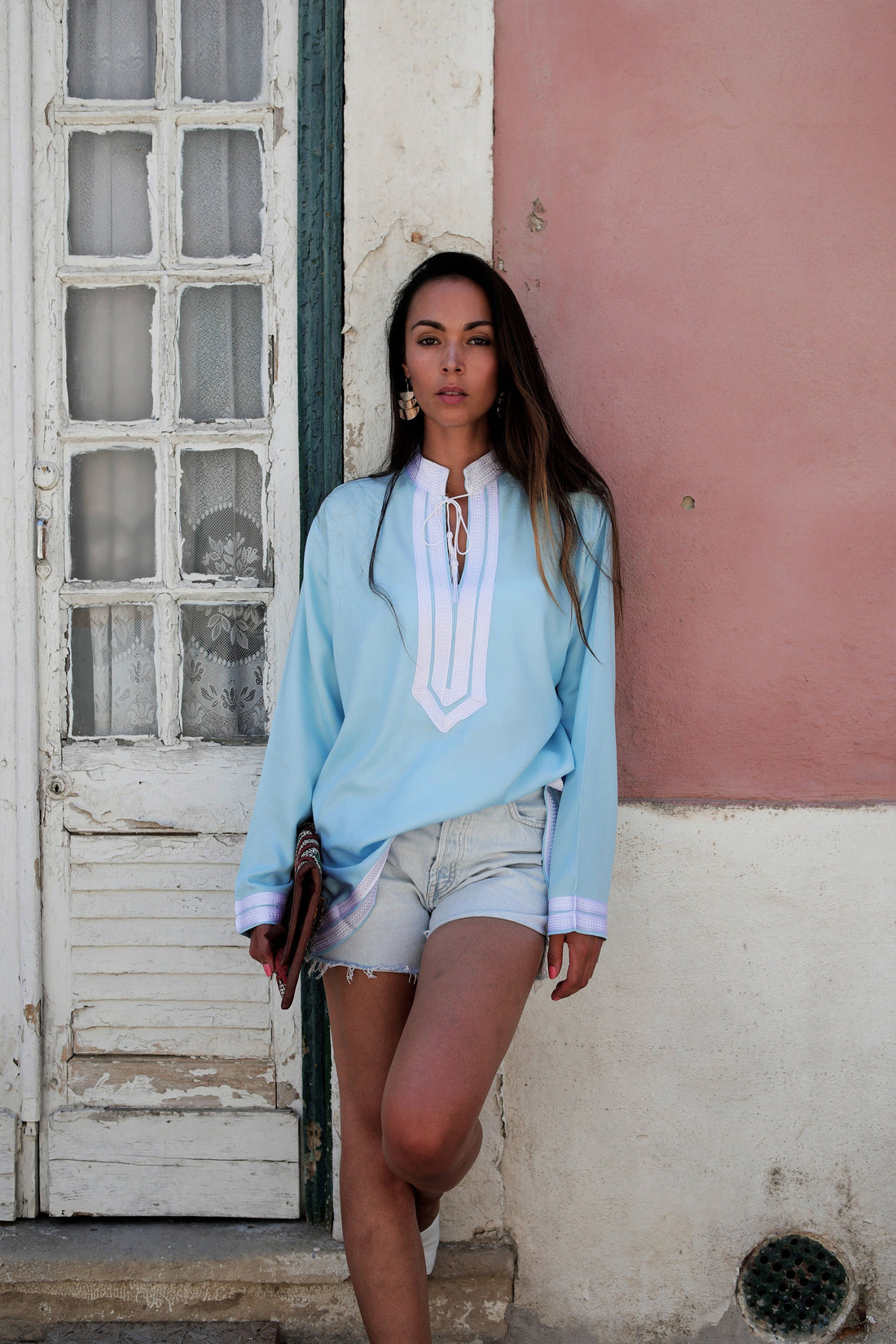 Tunique marocaine  bleu clair