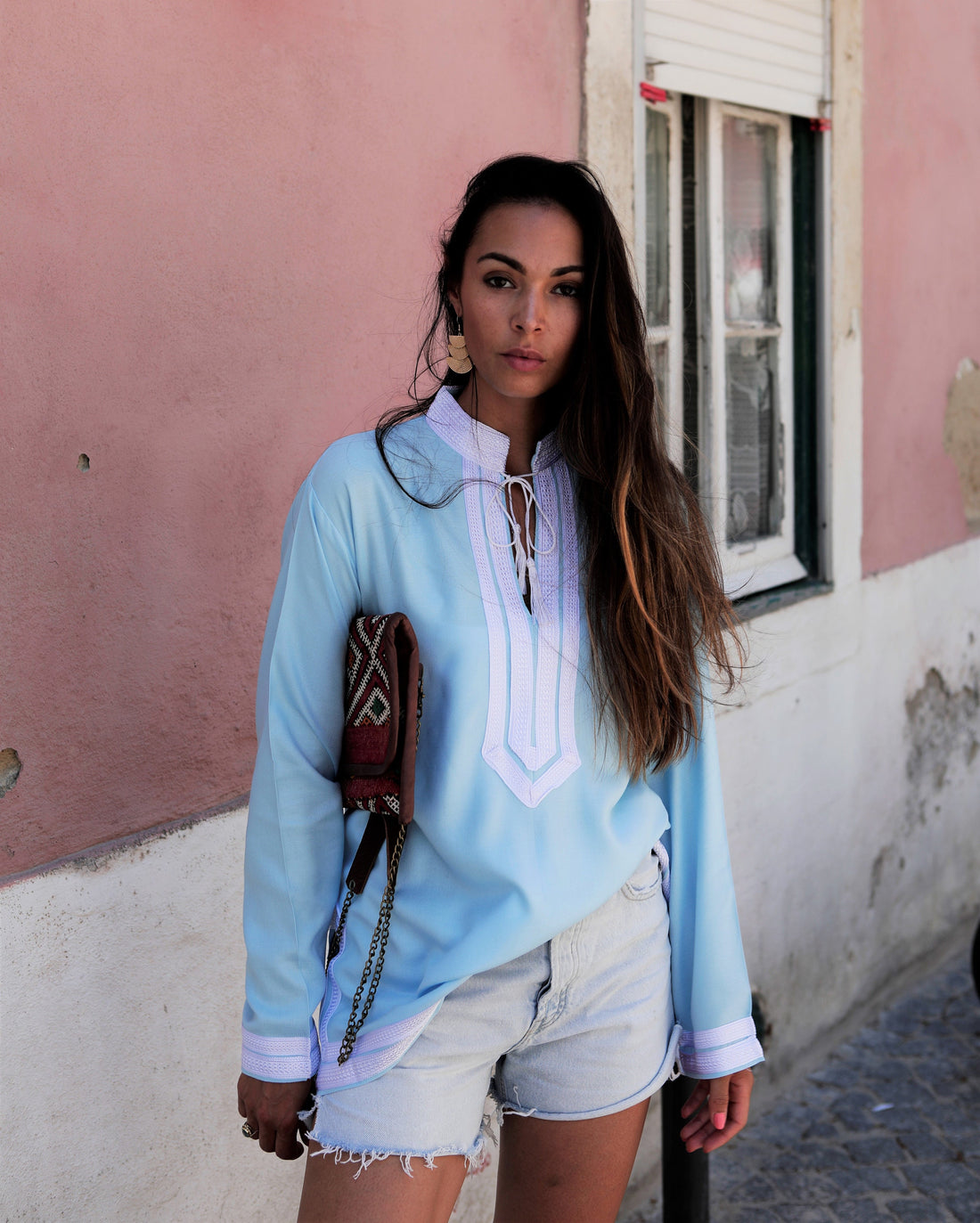 Tunique marocaine  bleu clair