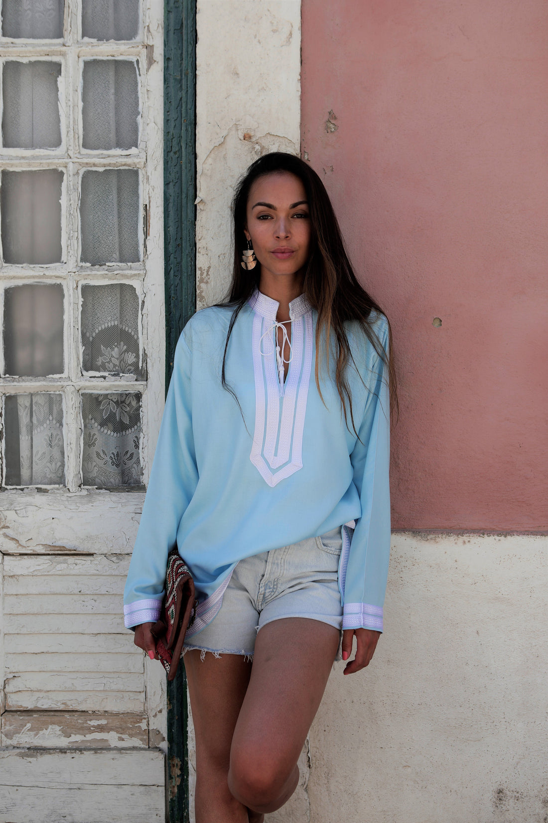 Tunique marocaine  bleu clair