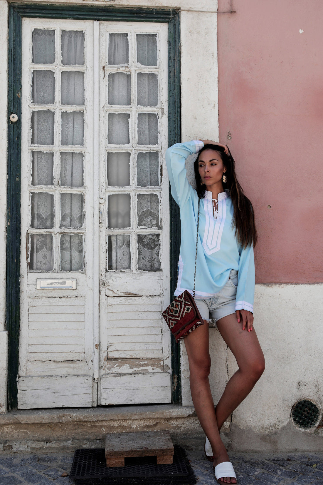 Tunique marocaine  bleu clair