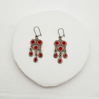 Boucles d'oreilles berbères with cabochons in résine rouge / Bijou Maroc / Bijoux bohème ethnique boho 