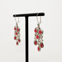Boucles d'oreilles berbères with cabochons in résine rouge / Bijou Maroc / Bijoux bohème ethnique boho 