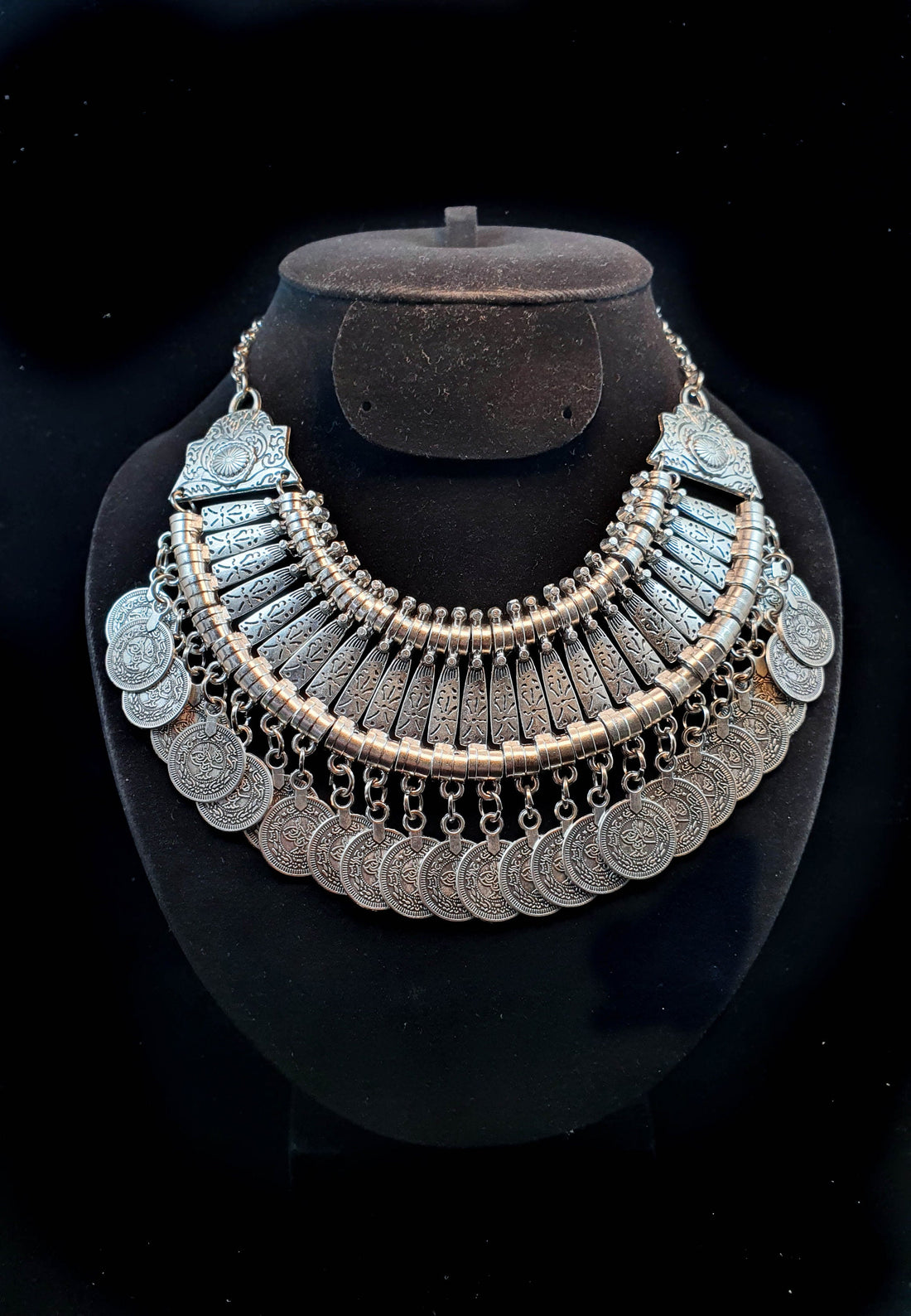 Authentique collier artisanal berbère marocain en acier inoxydable | Bijoux ethniques uniques gitans | Collier ras de cou tendance bohème | Cadeau unique