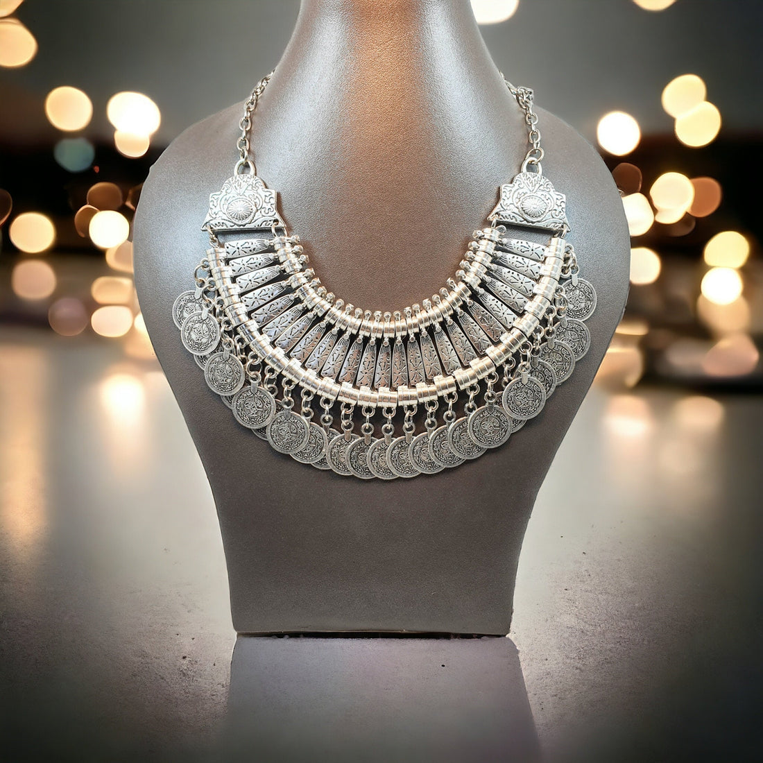 Authentique collier artisanal berbère marocain en acier inoxydable | Bijoux ethniques uniques gitans | Collier ras de cou tendance bohème | Cadeau unique