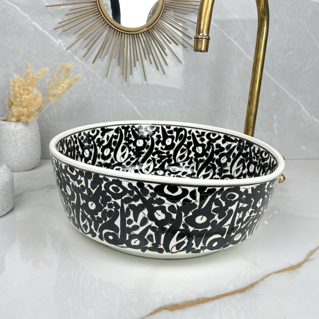 Lavabo noir de salle de bain moderne pour plan de toilette - Lavabo de salle de bain en céramique noire fabriqué à la main - Lavabo artistique pour meuble-lavabo ou plan de travail