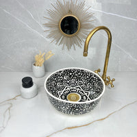 Lavabo noir de salle de bain moderne pour plan de toilette - Lavabo de salle de bain en céramique noire fabriqué à la main - Lavabo artistique pour meuble-lavabo ou plan de travail