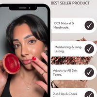 Rouge à Lèvres Marocain Artisanal | Naturel, Biologique, Longue Durée et Sans Cruauté | Couleurs Vives pour Tous les Teints