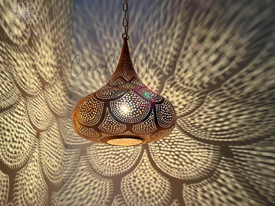 Moroccan Pendant Light, Handmade Copper Lamp
