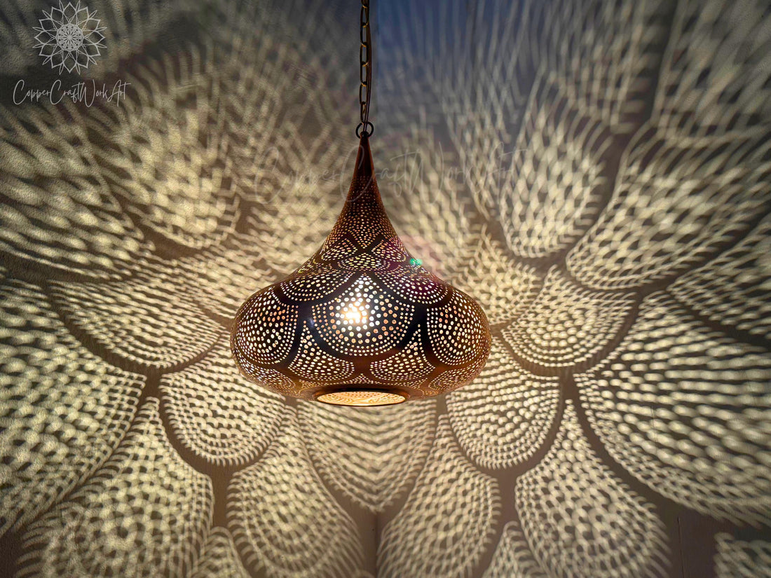 Moroccan Pendant Light, Handmade Copper Lamp