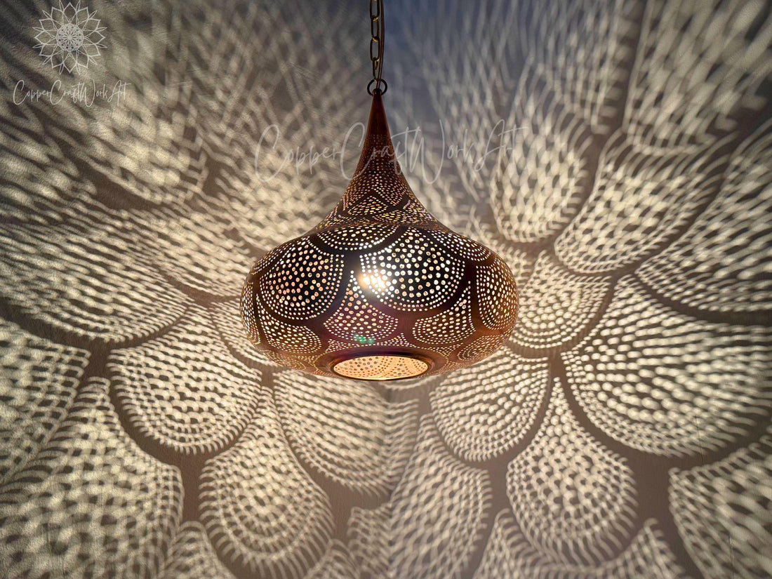 Moroccan Pendant Light, Handmade Copper Lamp