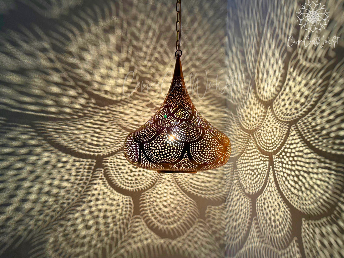 Moroccan Pendant Light, Handmade Copper Lamp