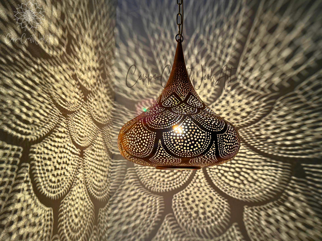 Moroccan Pendant Light, Handmade Copper Lamp