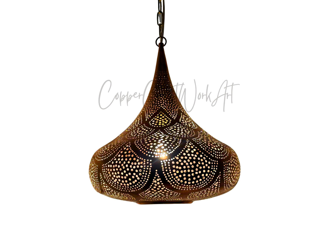 Moroccan Pendant Light, Handmade Copper Lamp