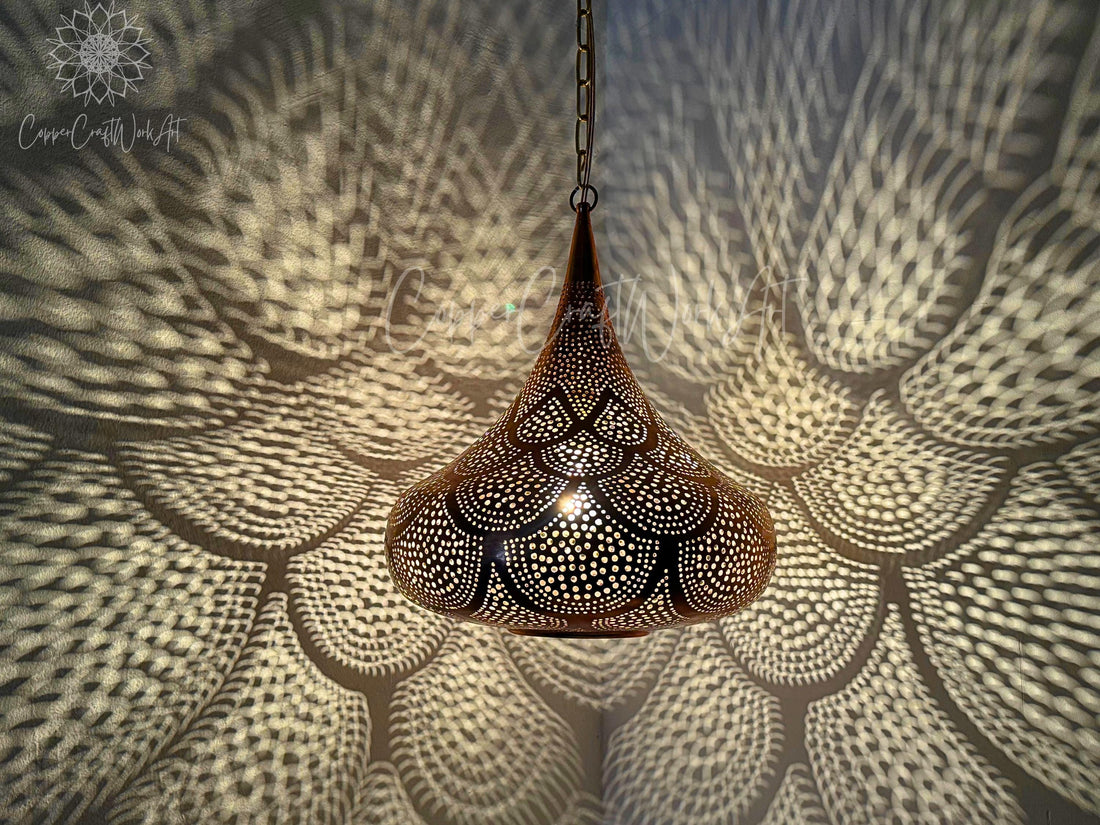 Moroccan Pendant Light, Handmade Copper Lamp
