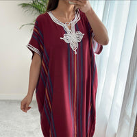 Gandoura marocaine bourguignonne, gandoura marocaine traditionnelle, caftan marocain pour femme, vêtements bohèmes, robe orientale.