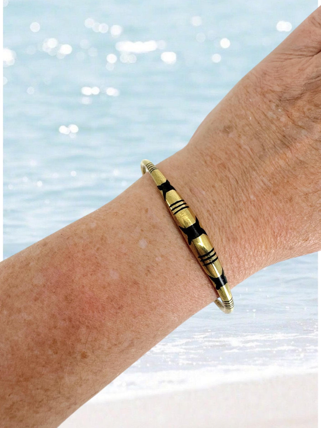 Bracelet berbère ajustable en laiton orné de motifs ethniques / Sud Maroc / bijou ethnique bohème