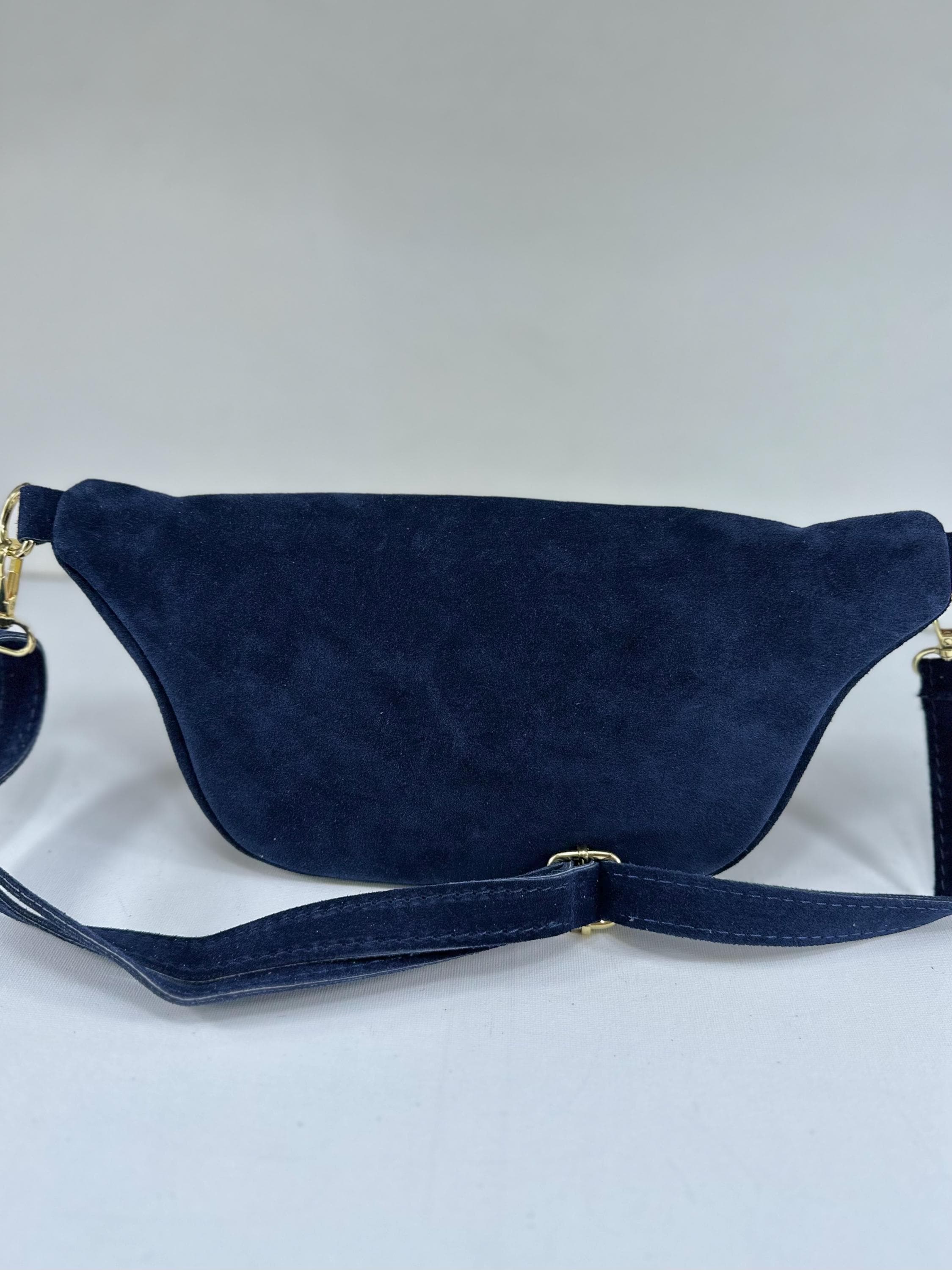 Banane en cuir suédé – Sac ceinture fait main avec double fermeture éclair