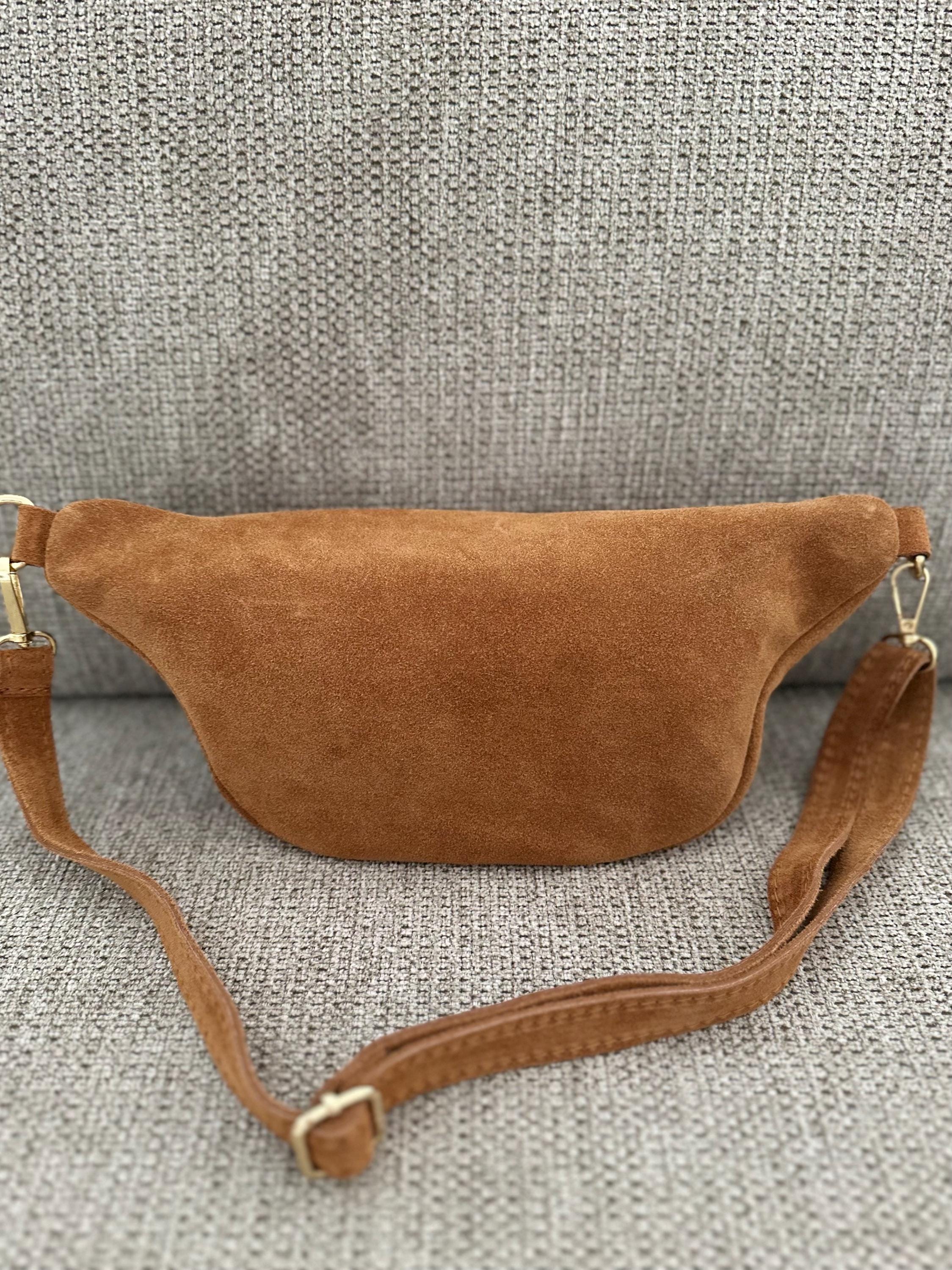 Banane en cuir suédé – Sac ceinture fait main avec double fermeture éclair