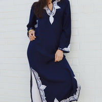 Caftan tendance bleu marine
